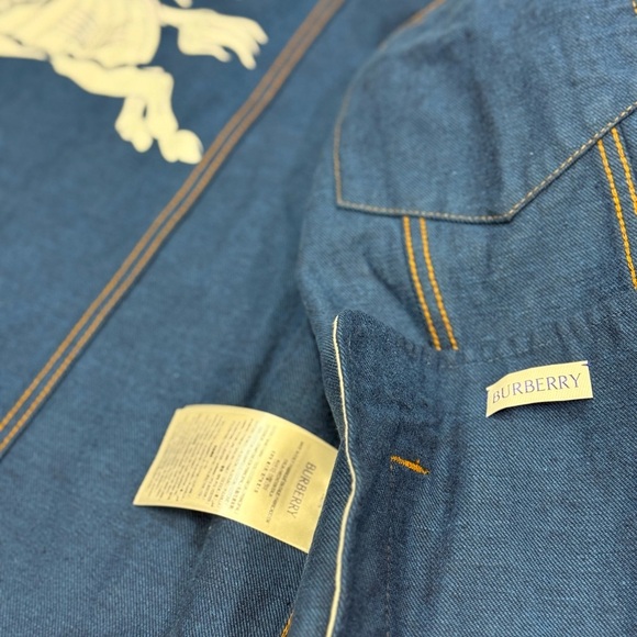 Burberry Men's Navy Denim Jacket Indigo Blue - XL - BRAND NEW - Picture 6 of 9